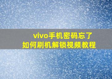 vivo手机密码忘了如何刷机解锁视频教程