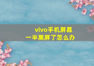 vivo手机屏幕一半黑屏了怎么办