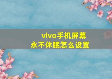 vivo手机屏幕永不休眠怎么设置