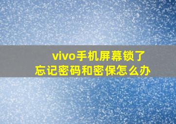 vivo手机屏幕锁了忘记密码和密保怎么办