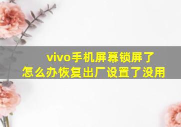 vivo手机屏幕锁屏了怎么办恢复出厂设置了没用