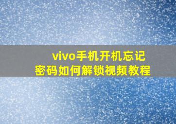 vivo手机开机忘记密码如何解锁视频教程