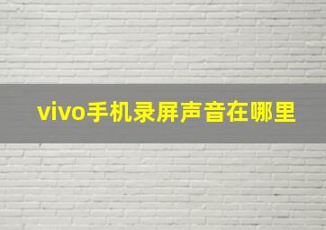 vivo手机录屏声音在哪里