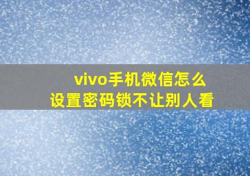 vivo手机微信怎么设置密码锁不让别人看