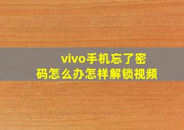 vivo手机忘了密码怎么办怎样解锁视频