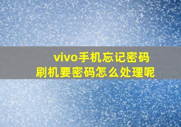 vivo手机忘记密码刷机要密码怎么处理呢