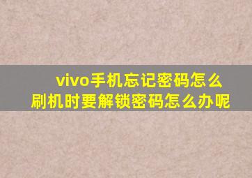 vivo手机忘记密码怎么刷机时要解锁密码怎么办呢