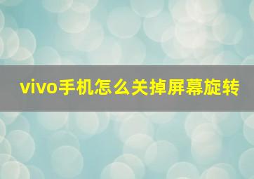 vivo手机怎么关掉屏幕旋转