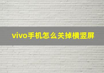 vivo手机怎么关掉横竖屏