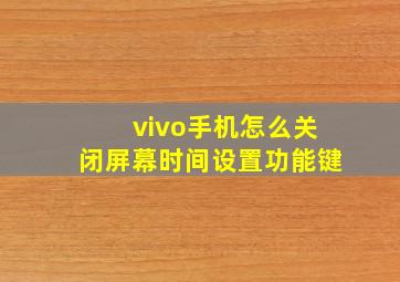 vivo手机怎么关闭屏幕时间设置功能键