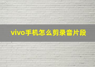 vivo手机怎么剪录音片段