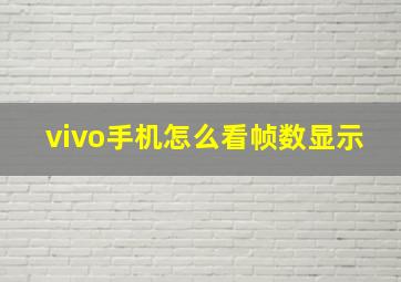 vivo手机怎么看帧数显示