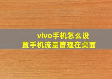 vivo手机怎么设置手机流量管理在桌面