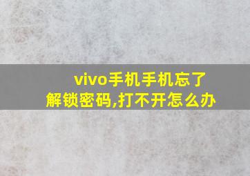 vivo手机手机忘了解锁密码,打不开怎么办