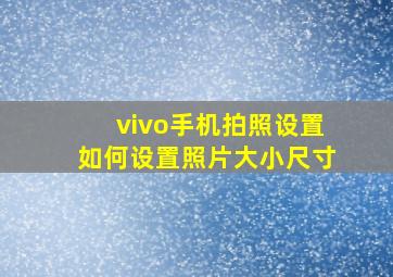 vivo手机拍照设置如何设置照片大小尺寸