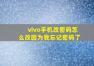 vivo手机改密码怎么改因为我忘记密码了