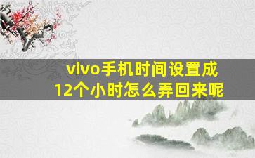 vivo手机时间设置成12个小时怎么弄回来呢