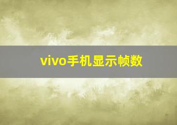 vivo手机显示帧数