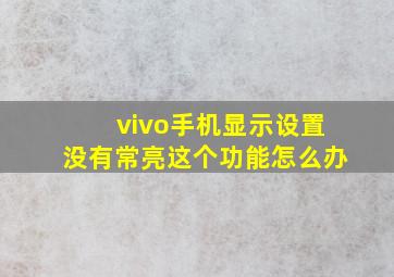 vivo手机显示设置没有常亮这个功能怎么办