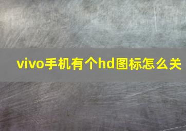 vivo手机有个hd图标怎么关