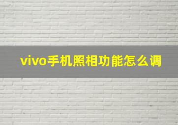 vivo手机照相功能怎么调