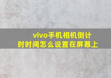 vivo手机相机倒计时时间怎么设置在屏幕上