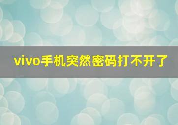 vivo手机突然密码打不开了