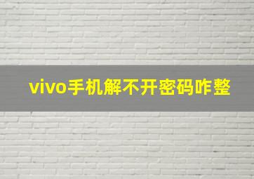 vivo手机解不开密码咋整