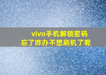 vivo手机解锁密码忘了咋办不想刷机了呢