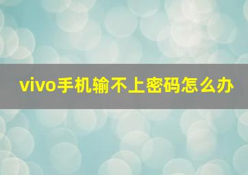 vivo手机输不上密码怎么办