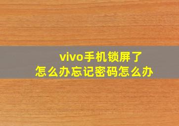 vivo手机锁屏了怎么办忘记密码怎么办