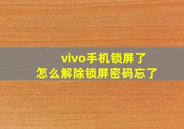 vivo手机锁屏了怎么解除锁屏密码忘了