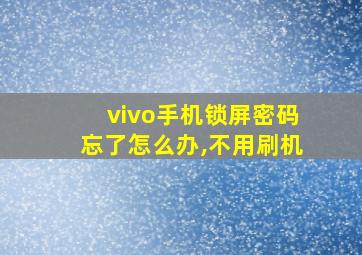 vivo手机锁屏密码忘了怎么办,不用刷机