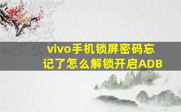 vivo手机锁屏密码忘记了怎么解锁开启ADB