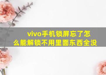 vivo手机锁屏忘了怎么能解锁不用里面东西全没