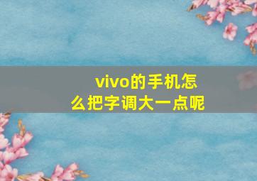 vivo的手机怎么把字调大一点呢