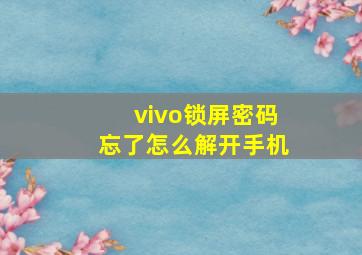 vivo锁屏密码忘了怎么解开手机