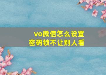 vo微信怎么设置密码锁不让别人看