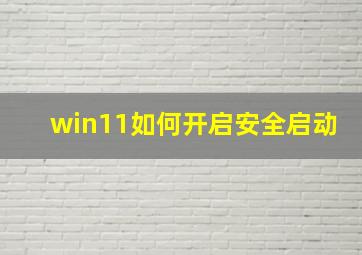 win11如何开启安全启动