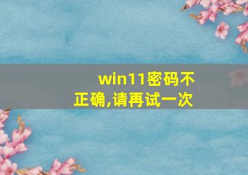 win11密码不正确,请再试一次