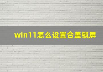 win11怎么设置合盖锁屏