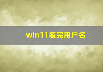 win11装完用户名