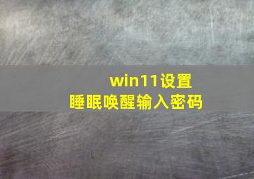 win11设置睡眠唤醒输入密码