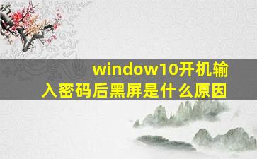 window10开机输入密码后黑屏是什么原因