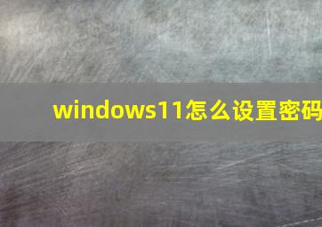 windows11怎么设置密码