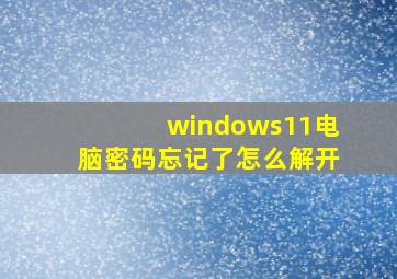 windows11电脑密码忘记了怎么解开