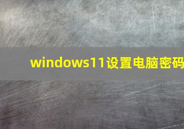 windows11设置电脑密码