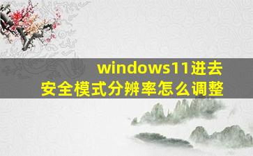 windows11进去安全模式分辨率怎么调整