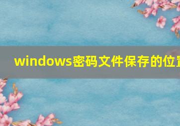 windows密码文件保存的位置