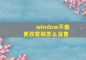 window不能更改密码怎么设置